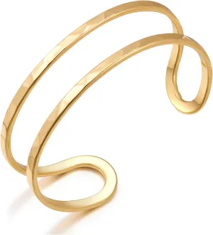 Gold Tone Cuff Bracelet for Women Minimalist Vintage Bangle Bracelet Stylish Jewelry Gift