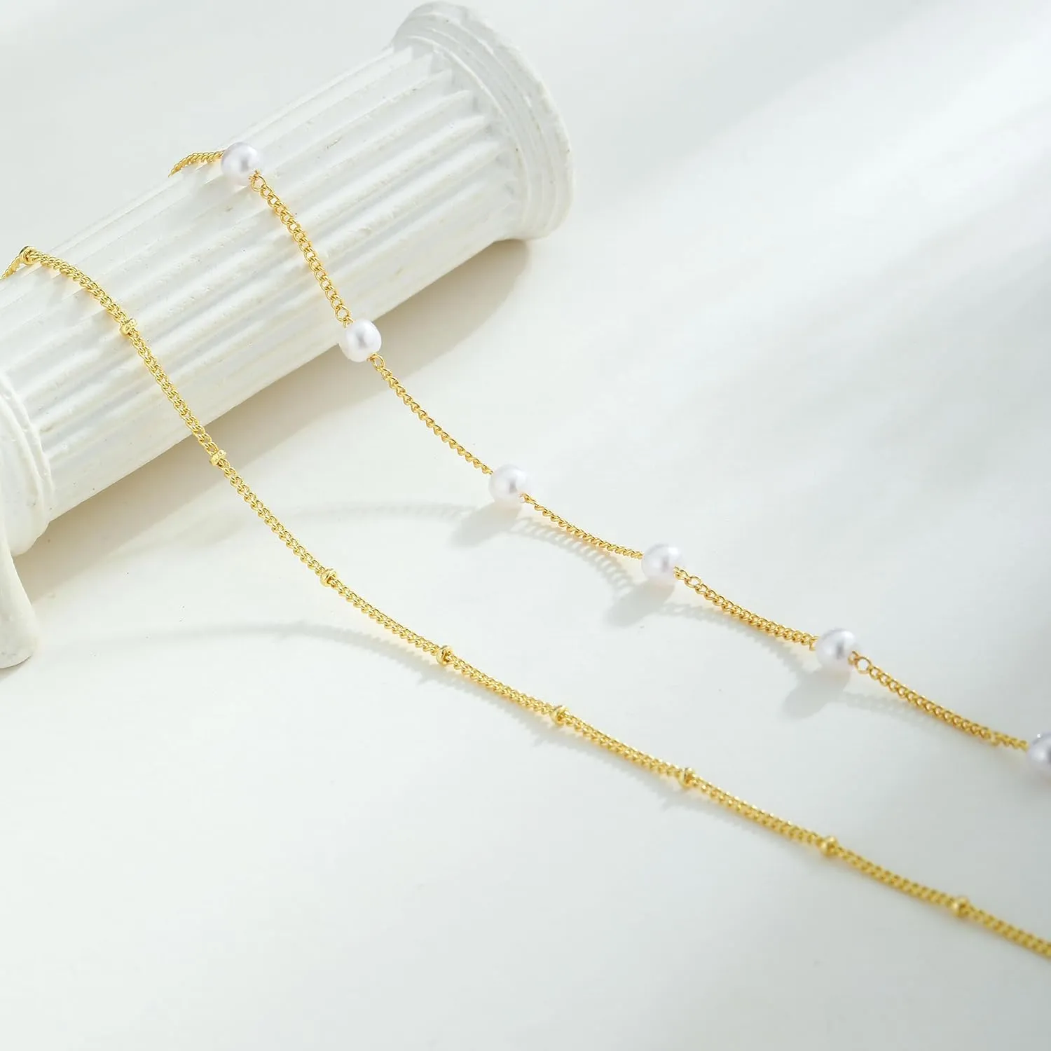 Gold Waist Chain for Women, 14K Gold/Silver Plated Layered Waist Beads Chain Adjustable Pearl Satellite Beads Belly Summer Non Tarnish Body Chain Jewelry Gifts for Women