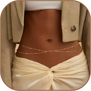 Gold Waist Chain for Women, Gold Cross-layering Copper Beads Belly Chain for The Waist Adjustable Sexy Bikini Chain Summer Women's Body Chains, Jewelry Gifts for Women