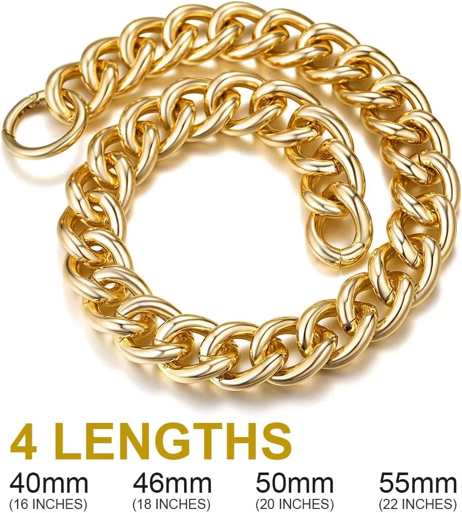 GOLDCHIC JEWELRY Chunky Chokers Gold Chain Necklace for Women, 5mm/12mm/23mm Hip Hop Turnover Cuban Chain Necklace, Thick Link Choker Chain Necklaces 161820 22''(Gift Box)