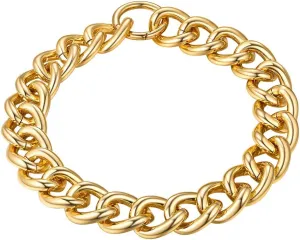 GOLDCHIC JEWELRY Chunky Chokers Gold Chain Necklace for Women, 5mm/12mm/23mm Hip Hop Turnover Cuban Chain Necklace, Thick Link Choker Chain Necklaces 161820 22''(Gift Box)