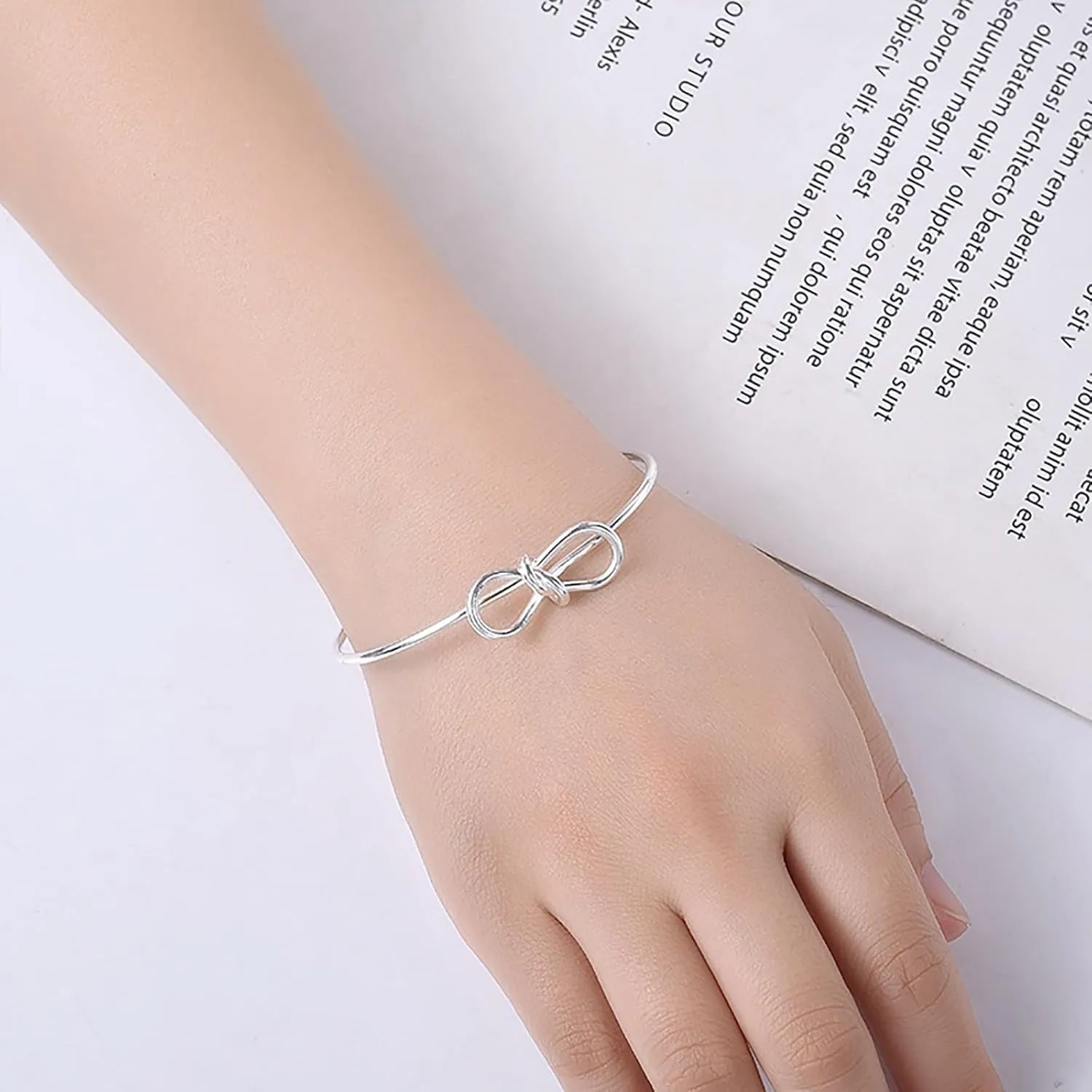 Gold/Silver Bracelets for Women Gold/Sterling Silver Plated Love Knot Bracelet Dainty Gold Snake Chain Herringbone Bracelets Friendship Jewelry s