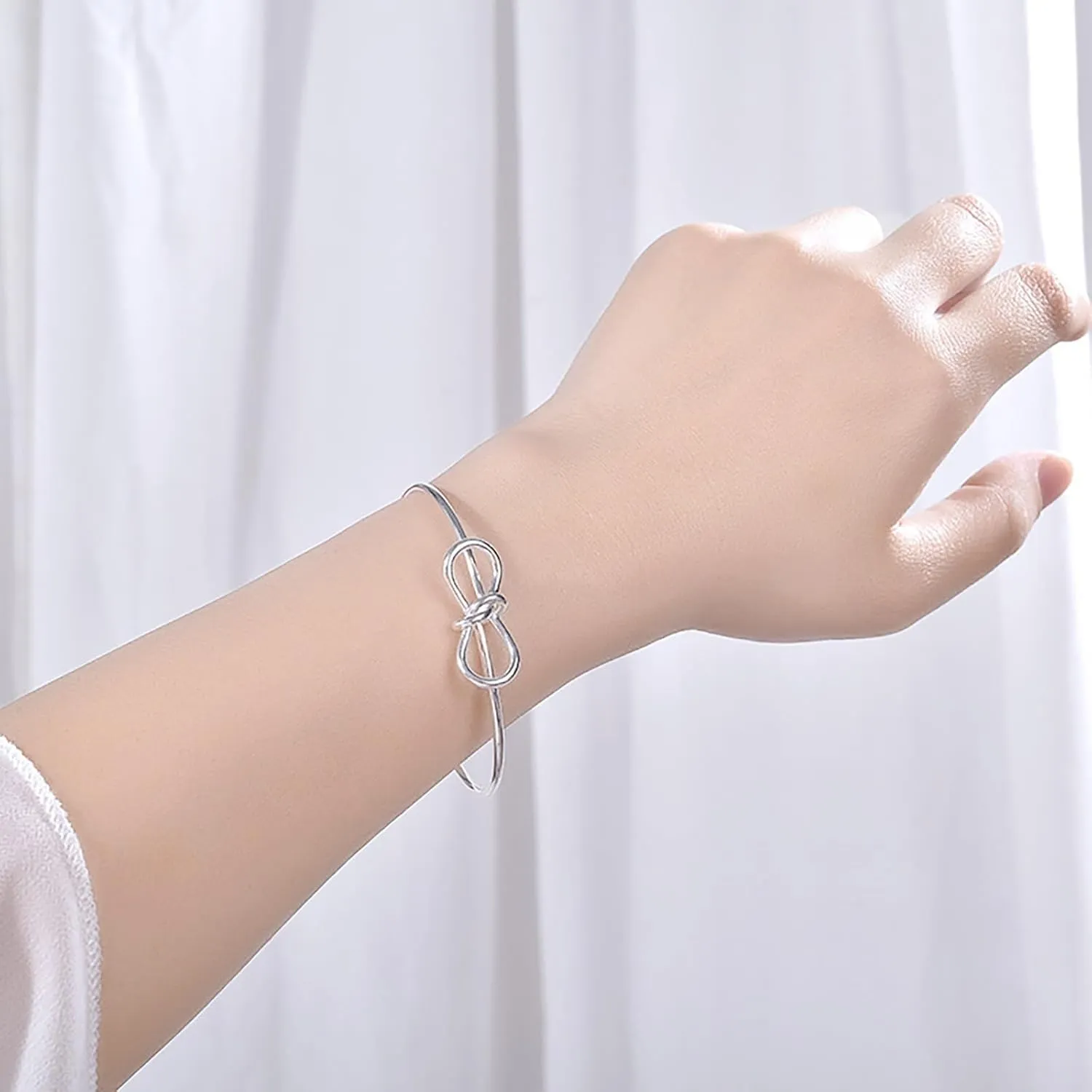 Gold/Silver Bracelets for Women Gold/Sterling Silver Plated Love Knot Bracelet Dainty Gold Snake Chain Herringbone Bracelets Friendship Jewelry s