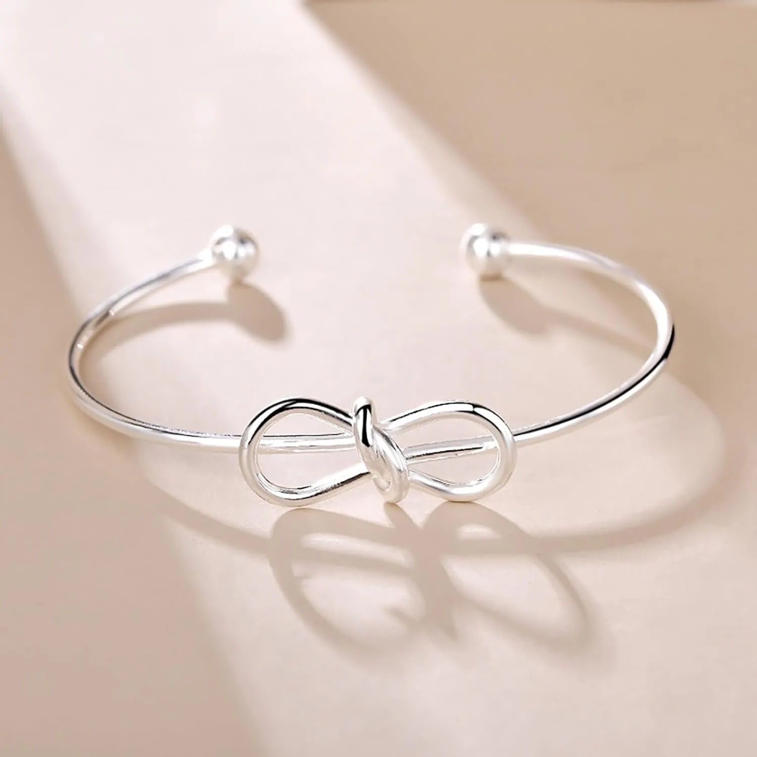 Gold/Silver Bracelets for Women Gold/Sterling Silver Plated Love Knot Bracelet Dainty Gold Snake Chain Herringbone Bracelets Friendship Jewelry s