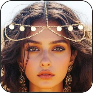 Gortin Boho Sequins Head Chains Jewelry Gold Hair Chain Coins Bohemian Headpiece Halloween Costume Hair Accessories for Women