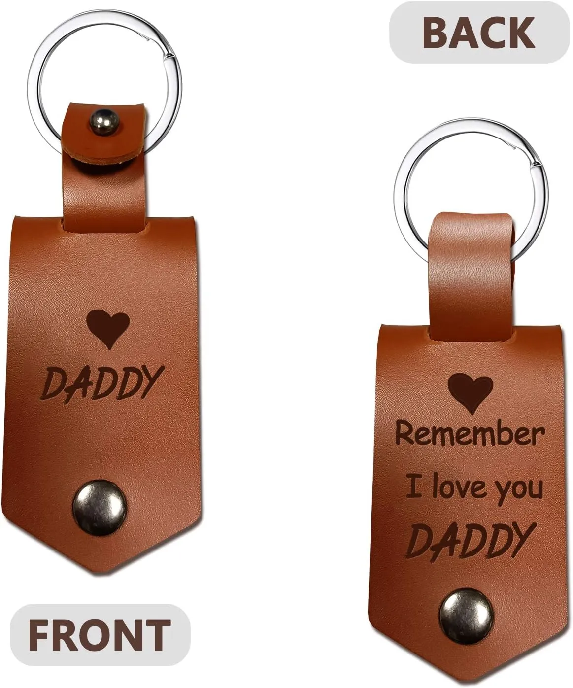 Greatingreat Leather Keychain-Dad Gift-Daddy Gift from Daughter Son-Personalized Present for Christmas Father's Day Birthday