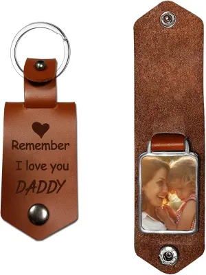 Greatingreat Leather Keychain-Dad Gift-Daddy Gift from Daughter Son-Personalized Present for Christmas Father's Day Birthday