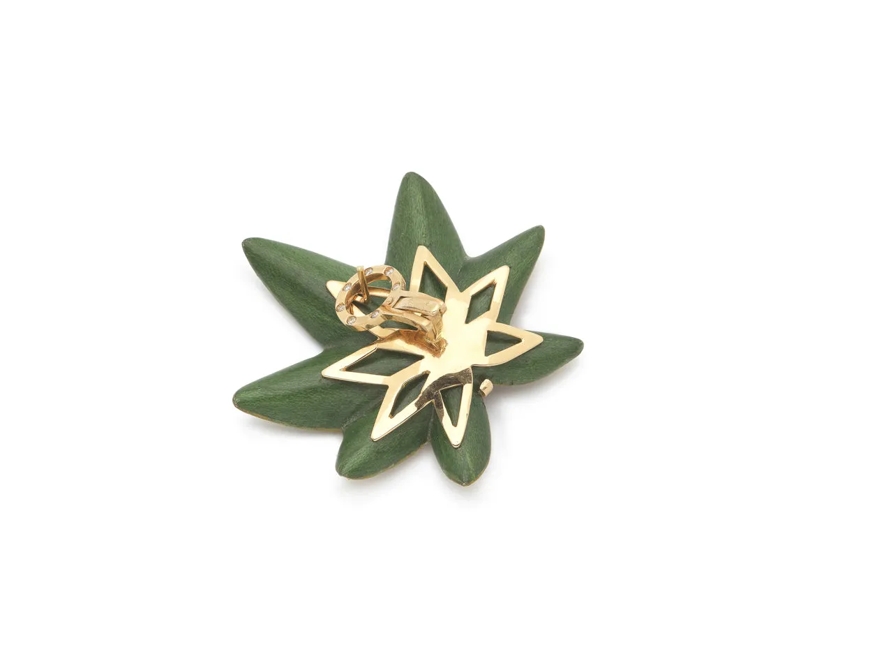 Green and Pink Wooden Acer Leaf Earrings