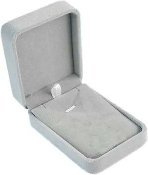 Grey Velvet Necklace Pendant Box Small Jewelry Case Organiser Gift Boxes