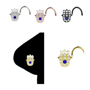 Hamsa Nose Ring Dangly Nose Rings & Studs Collection - Gold Plated Nose Jewelry Set - Cute Fake Nose Rings & 18g Piercing Jewelry for Women