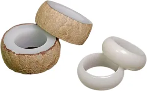 Handmade Bodhi Wood and Ceramic Rings Set for Couples, DIY Ring MakingSuitable for people with thinner fingers to wear