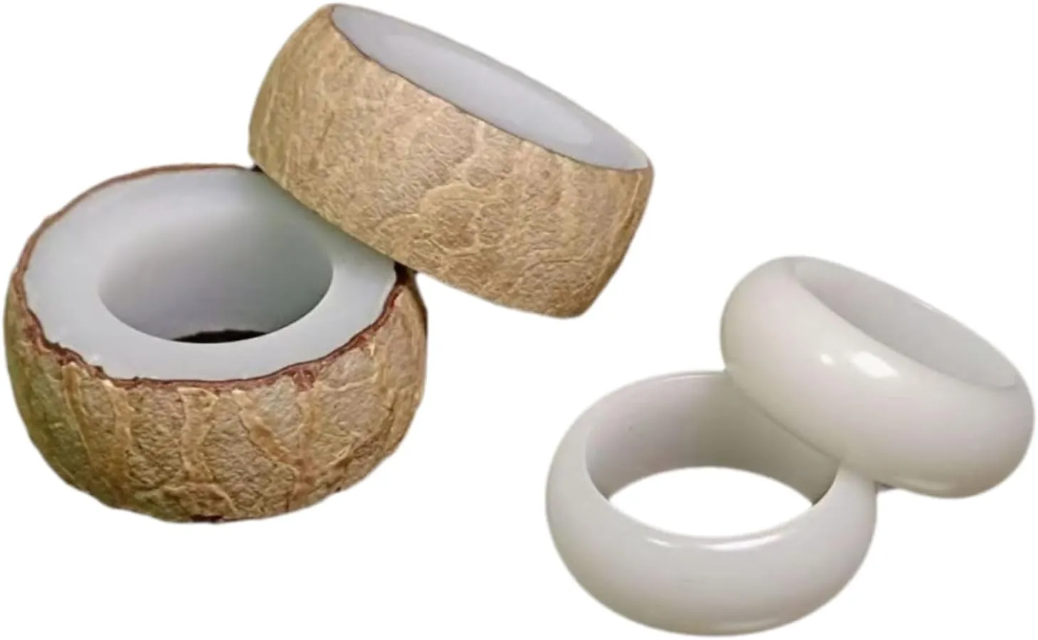 Handmade Bodhi Wood and Ceramic Rings Set for Couples, DIY Ring MakingSuitable for people with thinner fingers to wear