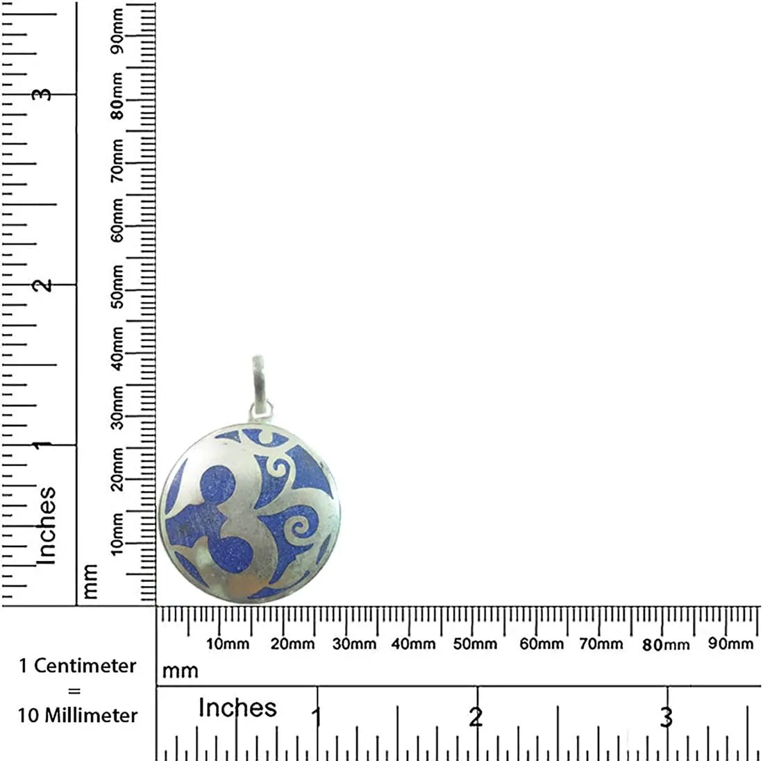 Handmade Om Pendant with Natural Gemstone Inlay 925 Sterling Silver Plated Spiritual Peace and Harmony Jewelry for Women and Men