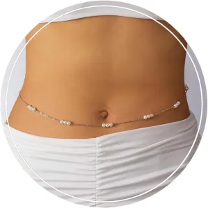 Harlermoon Sexy Waist Chains for Women 14K Gold Minimalist Pearl Belly Body Chain Waist Jewelry for Women Summer Beach Body Jewelry 27-37inch