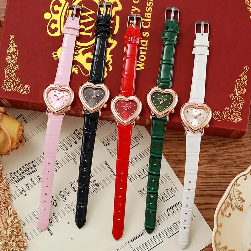 Heart Shape Retro Bracelet Watch for Man Women, Luxe Elegant, Small Dial, Minimalist Design, Chain Strap, Refined Style