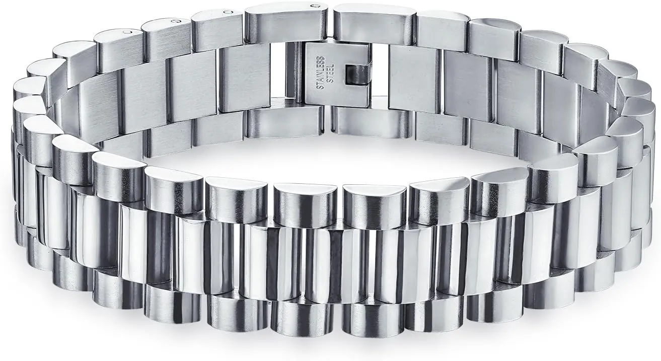 Heavy Mechanic Link Mens Biker Bike Bicycle Chain Bracelet For Men Teen Silver Tone Stainless Steel 8 9 Inch