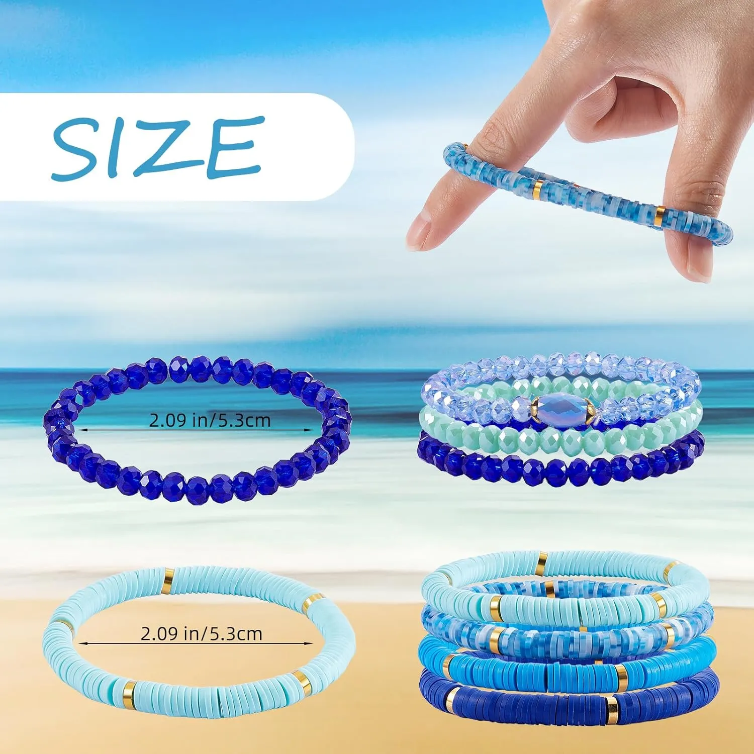Heishi Bracelets Surfer Bracelets Boho Style Stackable Stretch Bracelets Layered Friendship Bracelets Summer Beach Jewelry Set