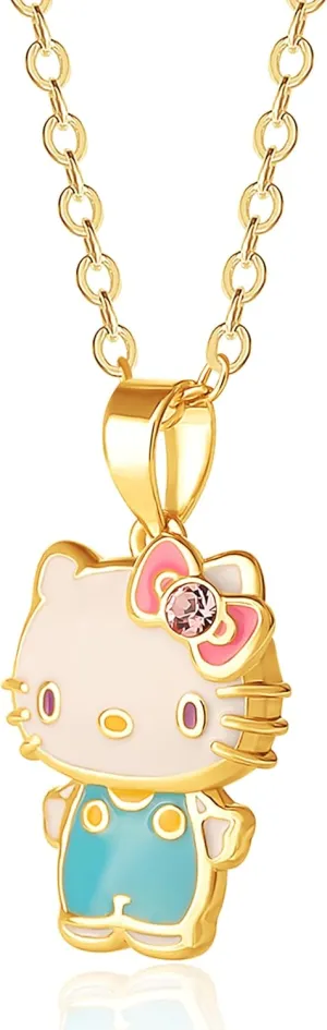 Hello Kitty Sanrio Women's Kuromi Necklace Collection  Silver and 18kt Flash-Plated with Crystal & Enamel Pendants, Officially Licensed