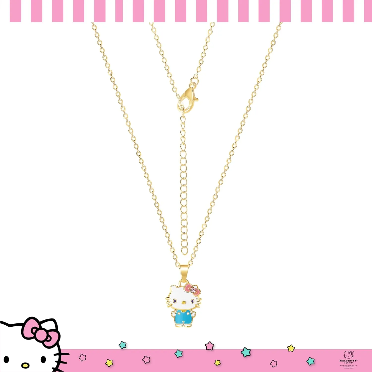 Hello Kitty Sanrio Women's Kuromi Necklace Collection  Silver and 18kt Flash-Plated with Crystal & Enamel Pendants, Officially Licensed