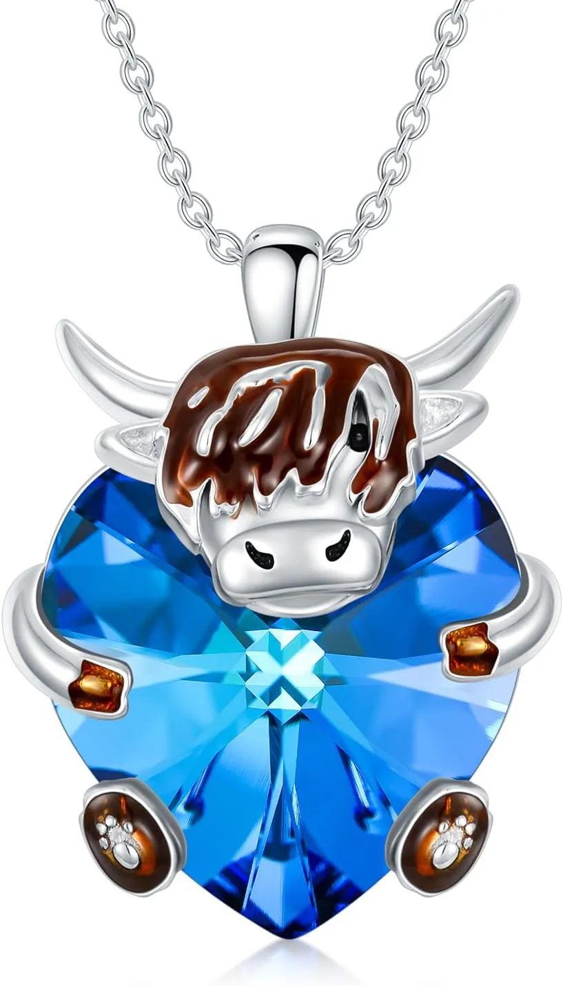 Highland Cow Necklace 925 Sterling Silver Jewelry Gift for Women s