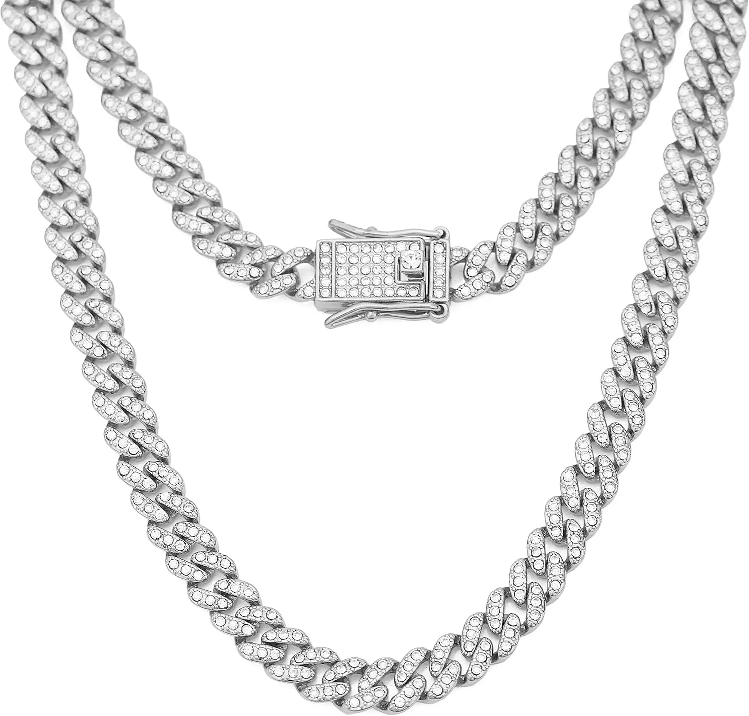 HIPBLING Cuban Link Chain for Women Diamond Miami Cuban Necklace 8mm 13mm Mens Iced Out Chain Hip Hop Rapper Jewelry Gift for Men Women