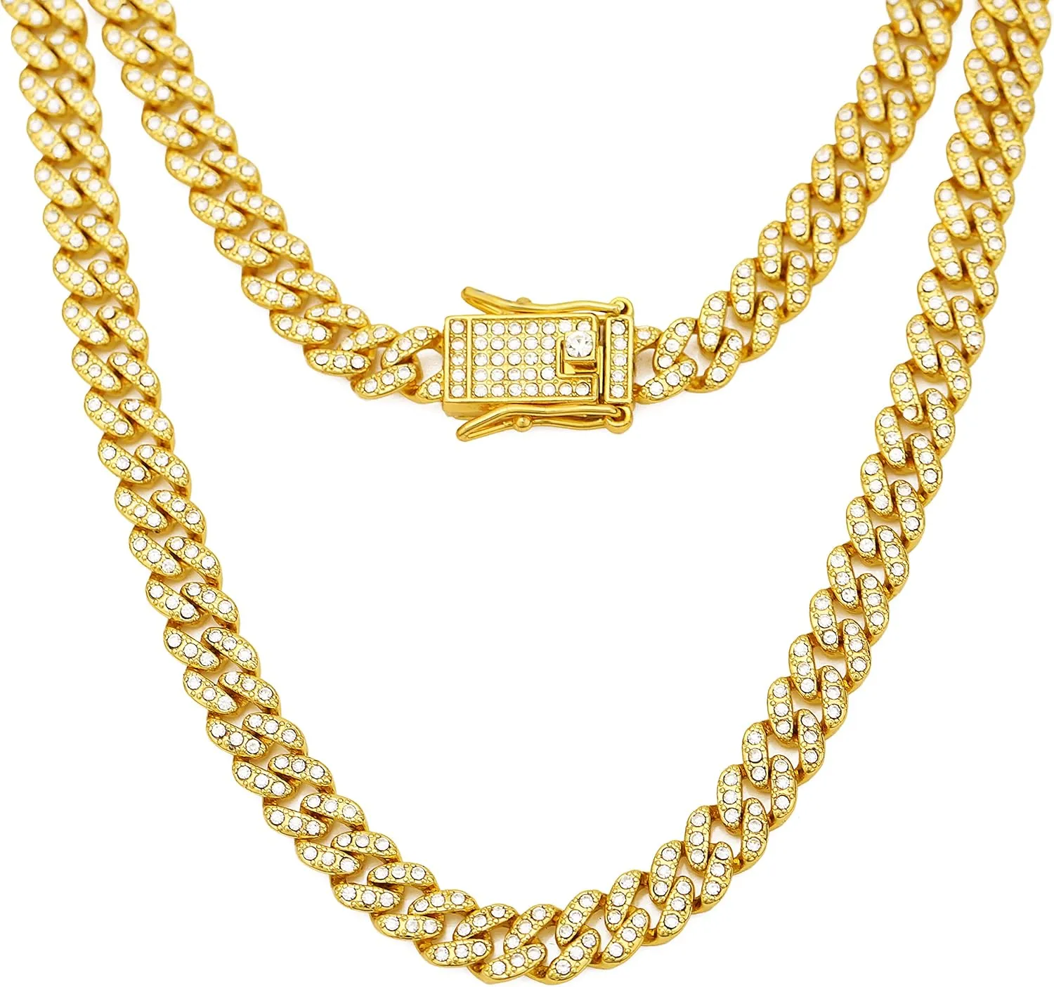 HIPBLING Cuban Link Chain for Women Diamond Miami Cuban Necklace 8mm 13mm Mens Iced Out Chain Hip Hop Rapper Jewelry Gift for Men Women