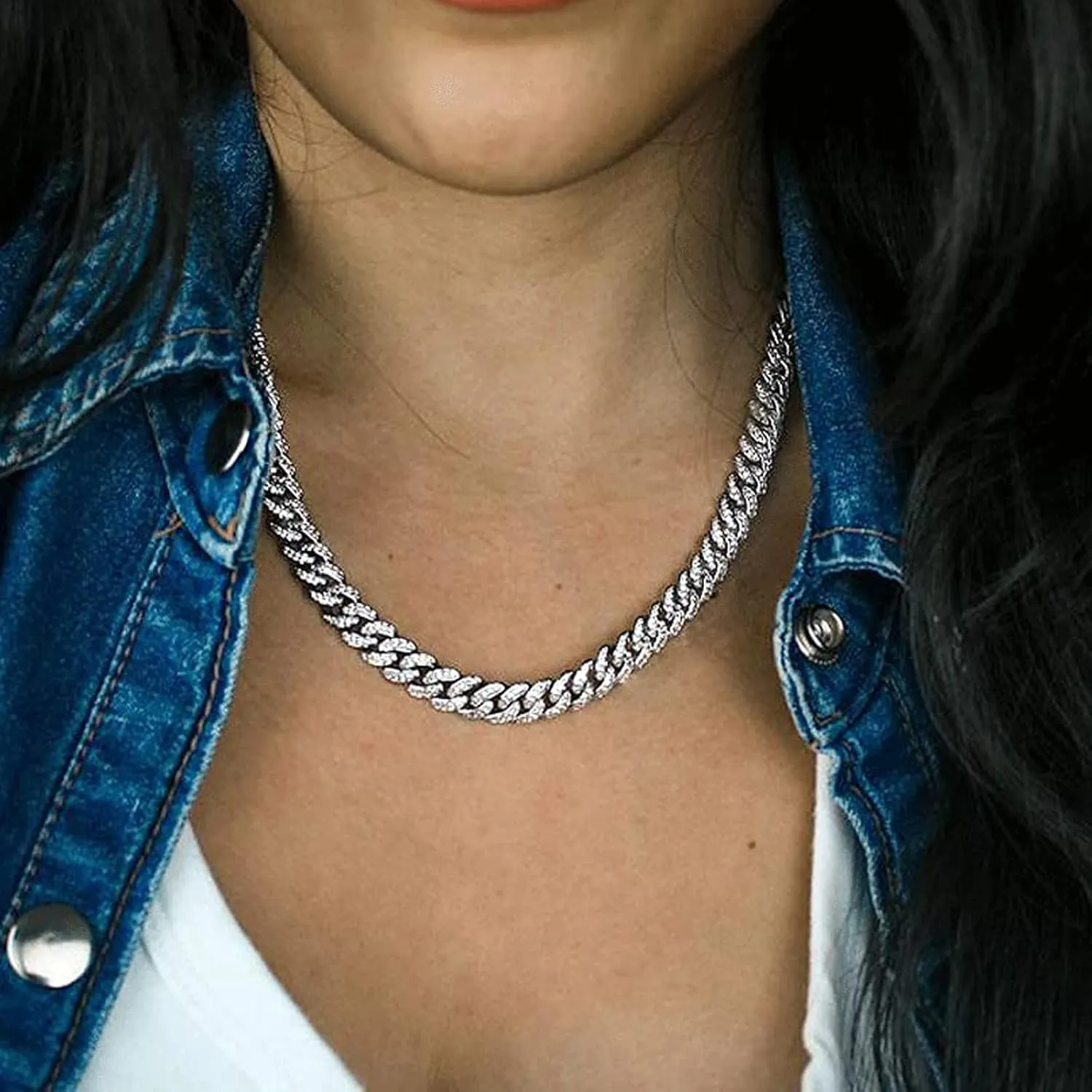 HIPBLING Cuban Link Chain for Women Diamond Miami Cuban Necklace 8mm 13mm Mens Iced Out Chain Hip Hop Rapper Jewelry Gift for Men Women