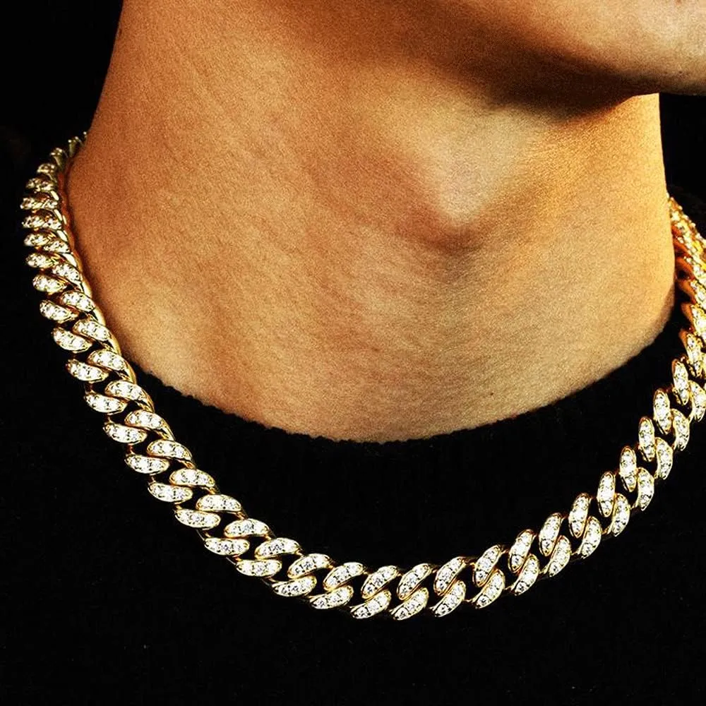 HIPBLING Cuban Link Chain for Women Diamond Miami Cuban Necklace 8mm 13mm Mens Iced Out Chain Hip Hop Rapper Jewelry Gift for Men Women