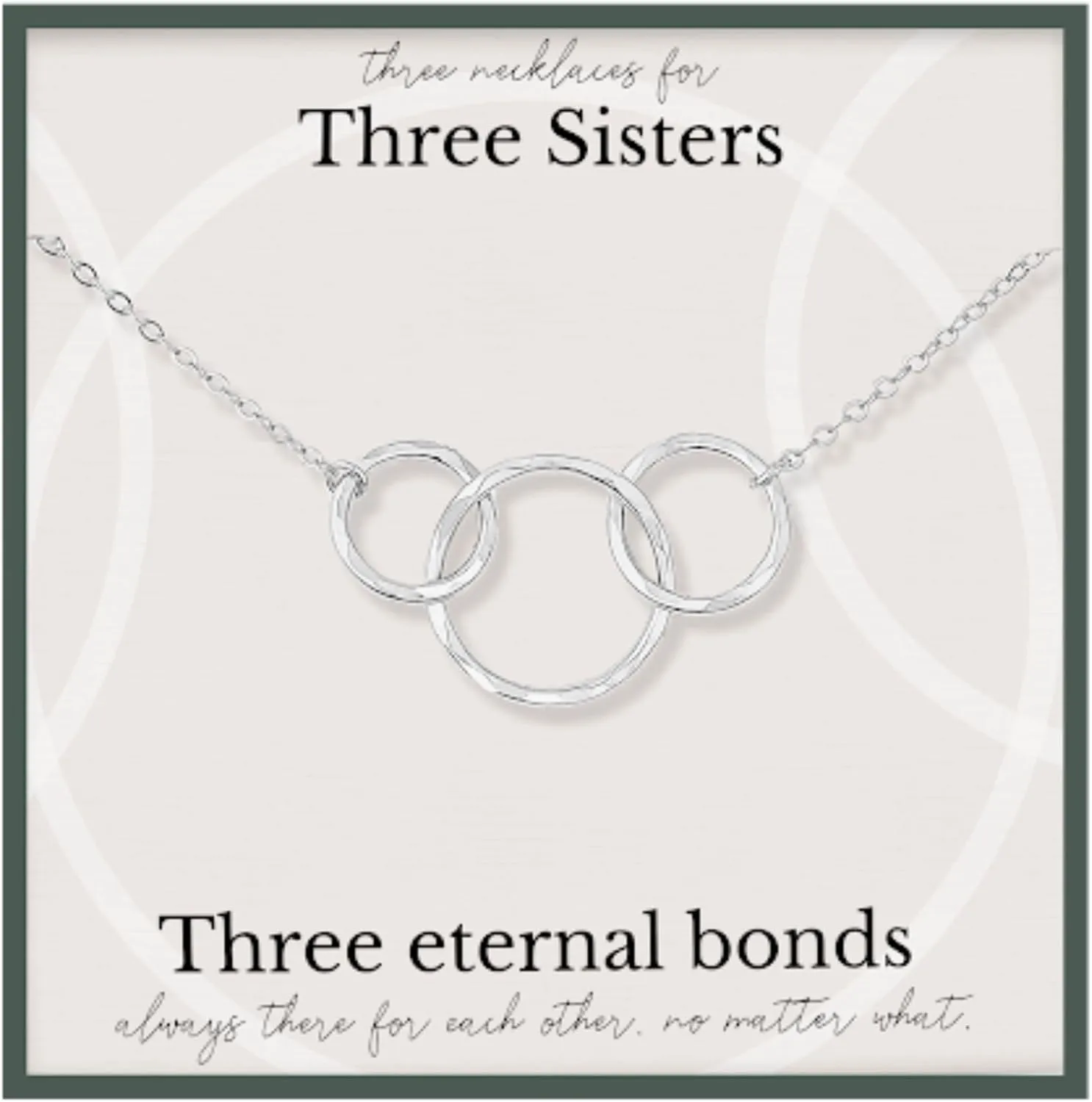 HOPE LOVE SHINE Sister Gift - Big, Little Sister Necklace, Jewelry, 14k Gold Plated Sterling Silver, 2 Interlocking Rings