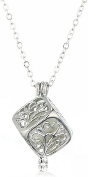 Hot gift Fashion Glow in The Dark Hollow Cube Tree of Life Pendant Necklace Jewelry Gift Green