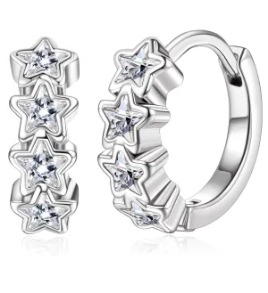 Hypoallergenic Hoop Earrings for Girls Women Handmade Double Love Heart Hoop Earrings Small Huggie Hoop Earrings Cute Cz Star Cubic Zirconia Cartilage Earrings for Sensitive Ears