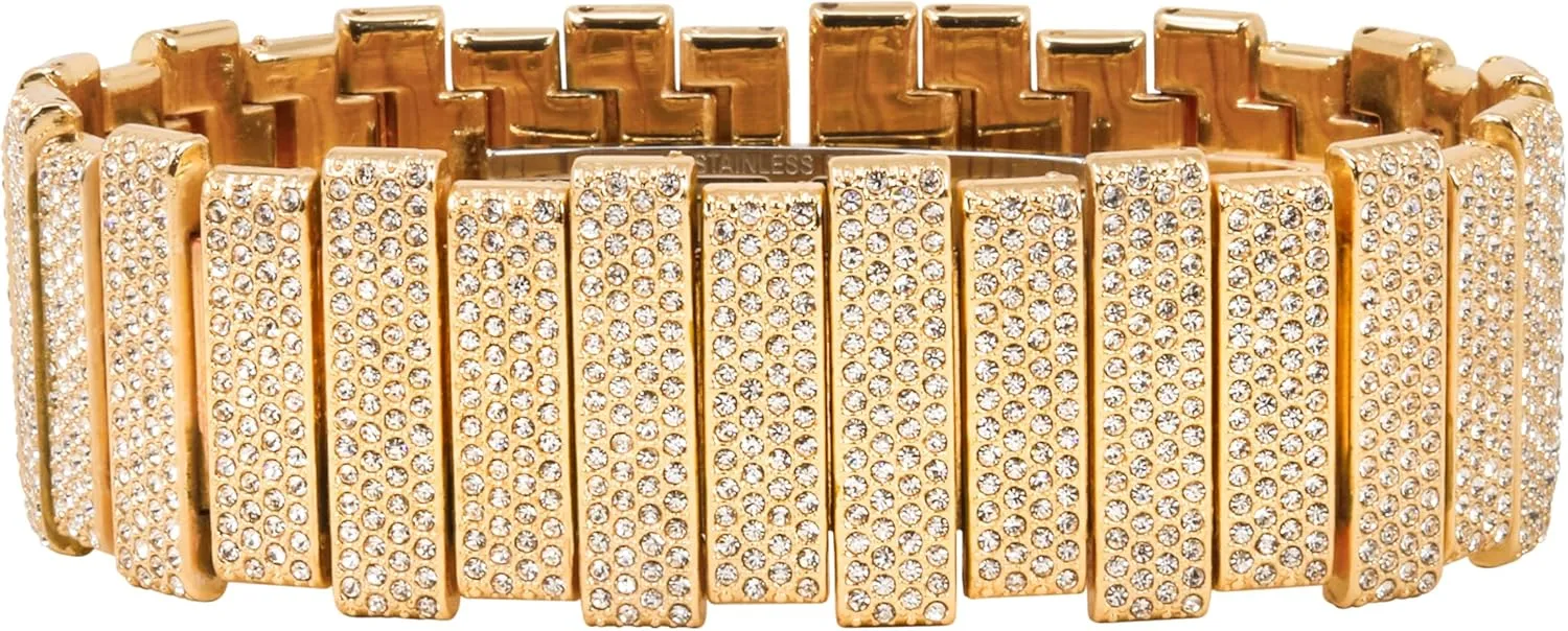 ICE STAR Men's 40mm Fully Iced Out Watch & Bracelet Set, Rectangle Case