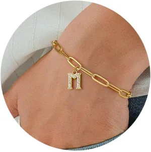 IEFWELL Gold Initial Bracelets for Women Women - Dainty 14K Gold Plated Bracelet | 26 Alphabets Bracelets | Monogram Charm Bracelet | Preppy Jewelry | Gold Jewelry for Women | Birthday Gifts