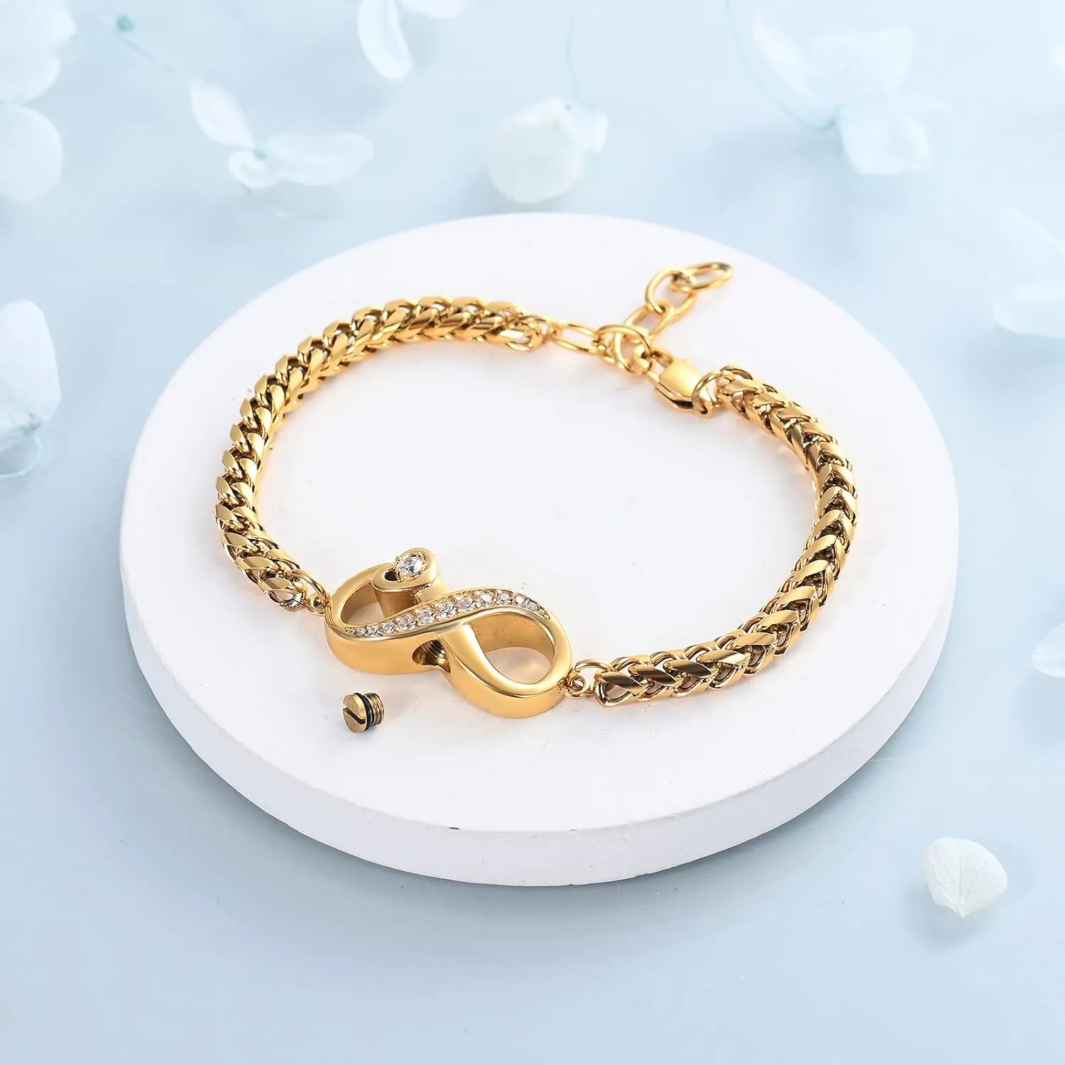 Imrsanl Cremation Jewelry Infinity Urn Bracelet for Ashes Stainless Steel Ashes Bracelet Bangles Keepsake Memorial Jewelry Ash Holder for Women Men - Adjustable