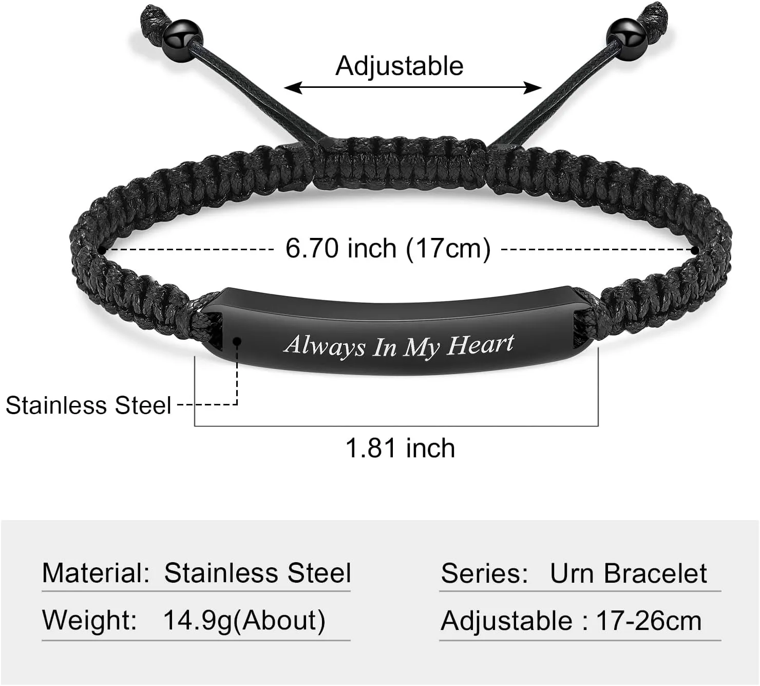 Imrsanl Stainless Steel Cremation Jewelry Urn Bracelet for Ashes - Cylinder Urn Bangles for Human Ashes - Memorial Ashes Keepsake Jewelry for Men Women