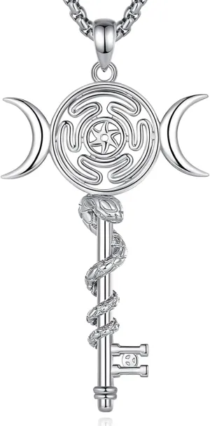 INFUSEU Mystical Witchy Gifts for Women, Pentagram Witches Knot Triple Moon Goddess Lilith Hecate Phoenix Necklaces