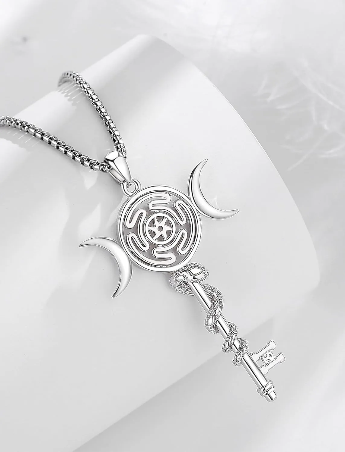 INFUSEU Mystical Witchy Gifts for Women, Pentagram Witches Knot Triple Moon Goddess Lilith Hecate Phoenix Necklaces