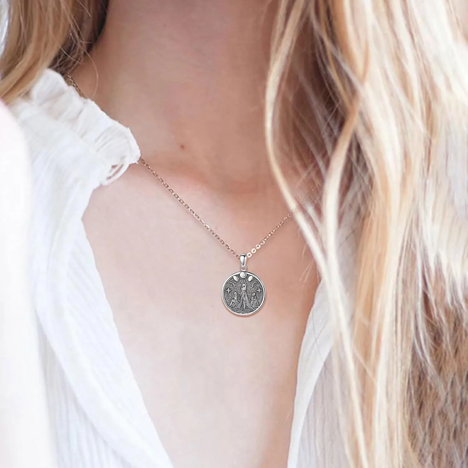 INFUSEU Mystical Witchy Gifts for Women, Pentagram Witches Knot Triple Moon Goddess Lilith Hecate Phoenix Necklaces