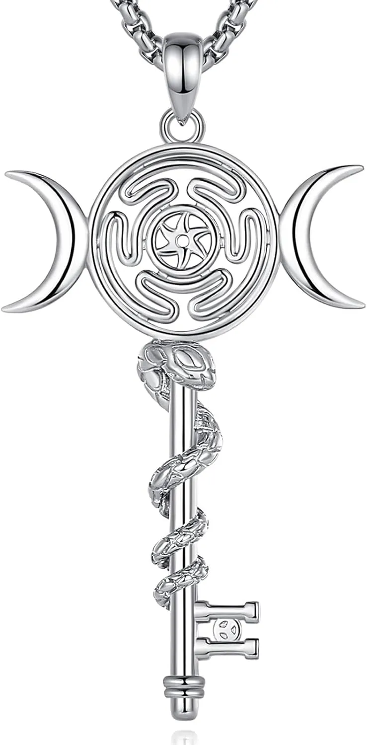 INFUSEU Mystical Witchy Gifts for Women, Pentagram Witches Knot Triple Moon Goddess Lilith Hecate Phoenix Necklaces