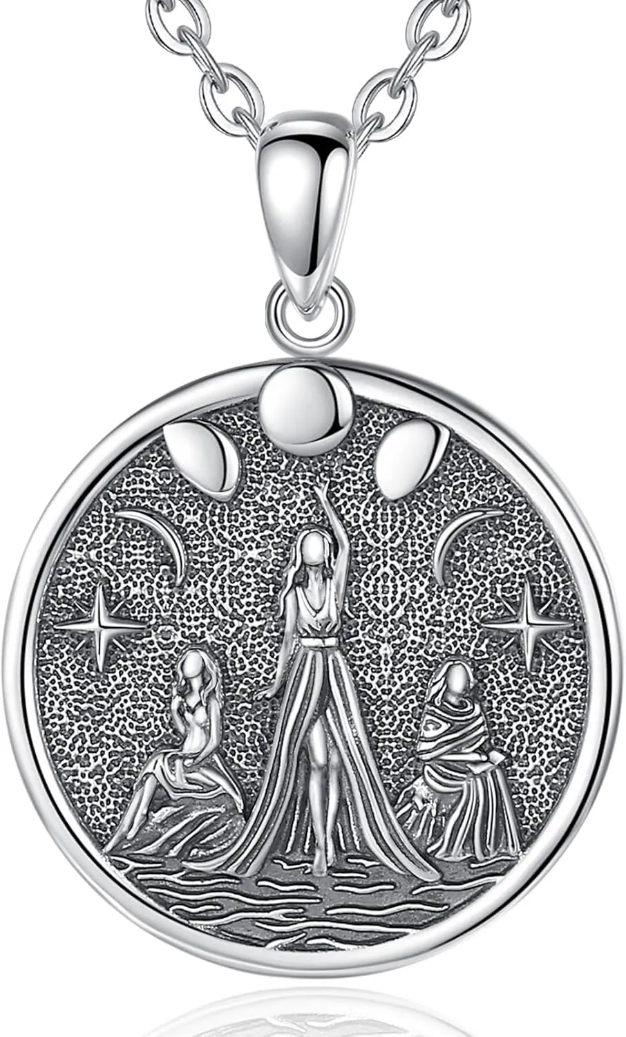 INFUSEU Mystical Witchy Gifts for Women, Pentagram Witches Knot Triple Moon Goddess Lilith Hecate Phoenix Necklaces