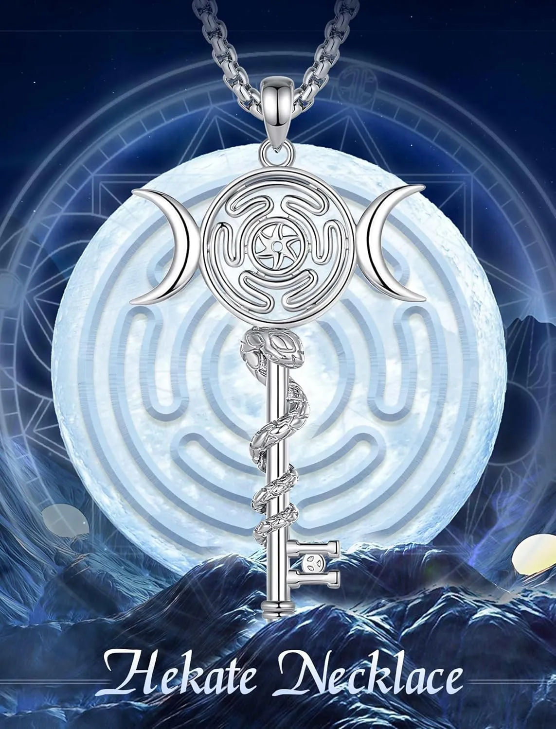 INFUSEU Mystical Witchy Gifts for Women, Pentagram Witches Knot Triple Moon Goddess Lilith Hecate Phoenix Necklaces
