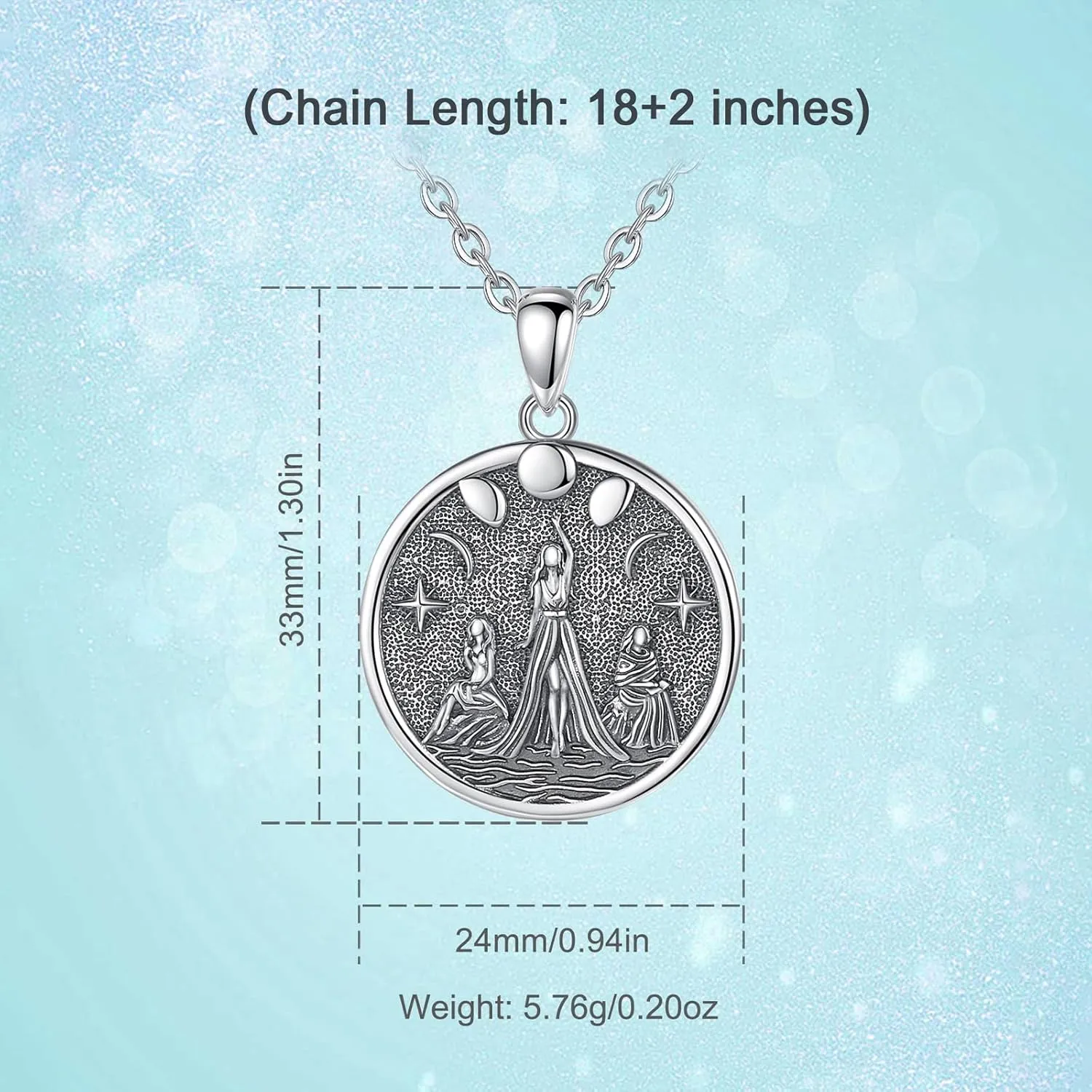 INFUSEU Mystical Witchy Gifts for Women, Pentagram Witches Knot Triple Moon Goddess Lilith Hecate Phoenix Necklaces