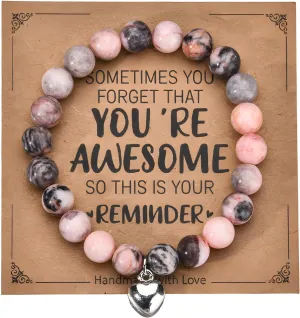 Inspirational Bracelets Birthday Gifts for Women Teen Girls Friendship Christmas Chakra Congratulations Friendship You're Awesome Small Gifts Beaded Mom Stretch Bracelets