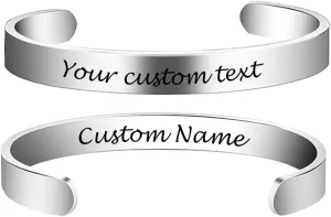 Inspirational Bracelets Custom Bracelet for Women Personalized Gift Engraved Motivational Mantra Cuff Bangle with Hidden Message Birthday Jewelry Friend Encouragement Gift