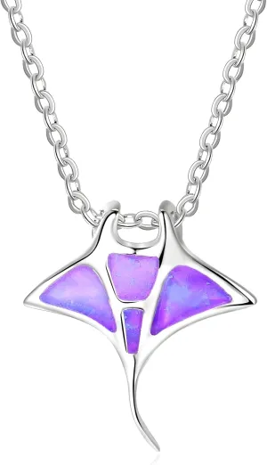 Jellyfish Pendant Necklace For Women Inlay Blue Imitation Opal Wedding Jewelry Gifts
