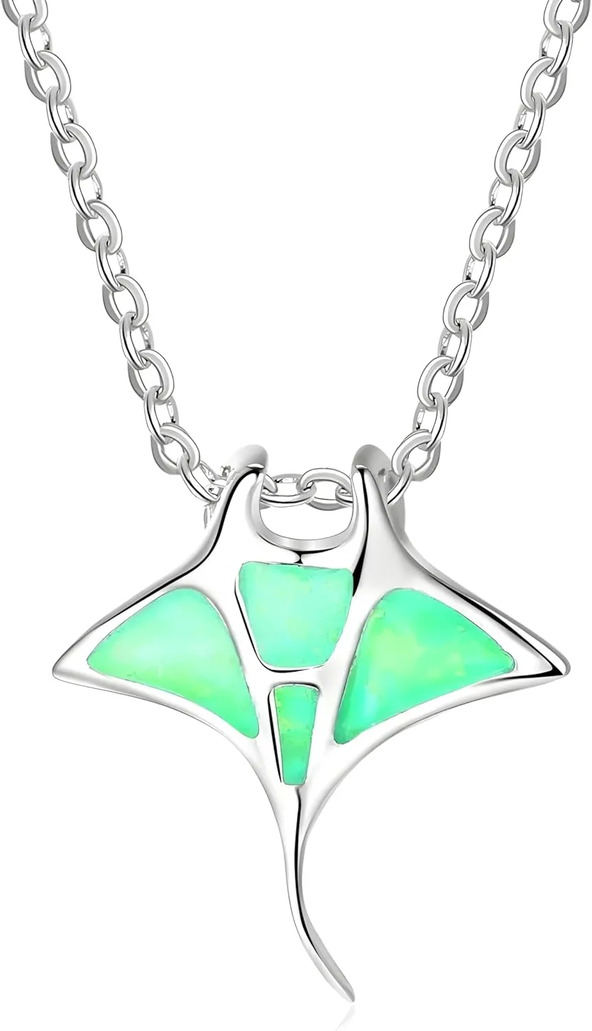 Jellyfish Pendant Necklace For Women Inlay Blue Imitation Opal Wedding Jewelry Gifts