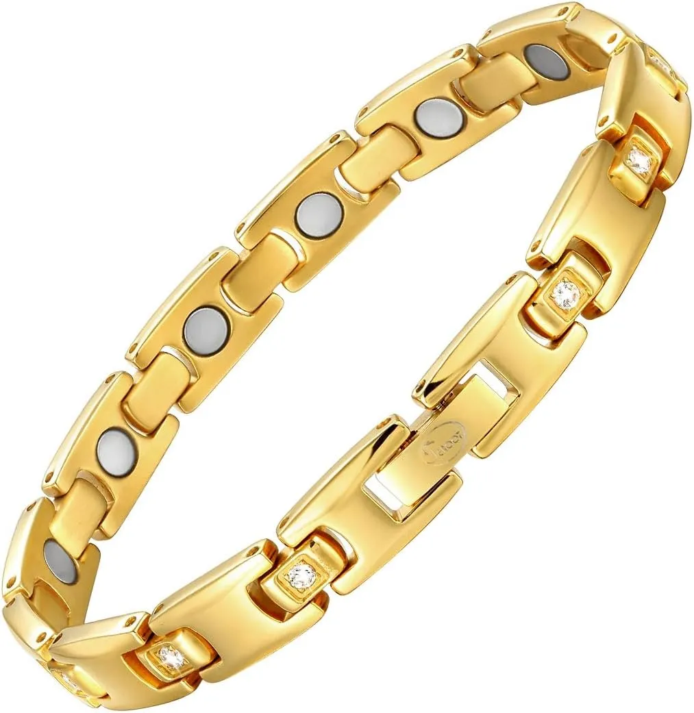 JEROOT Titanium Magnetic Bracelets for Women, 100% Pure Titanium, Skin Friendly, Ultralight & Adjustable Women's Bracelets for Jewelry Gift with Sizing Tool