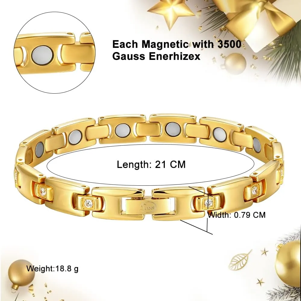 JEROOT Titanium Magnetic Bracelets for Women, 100% Pure Titanium, Skin Friendly, Ultralight & Adjustable Women's Bracelets for Jewelry Gift with Sizing Tool