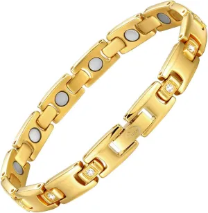 JEROOT Titanium Magnetic Bracelets for Women, 100% Pure Titanium, Skin Friendly, Ultralight & Adjustable Women's Bracelets for Jewelry Gift with Sizing Tool