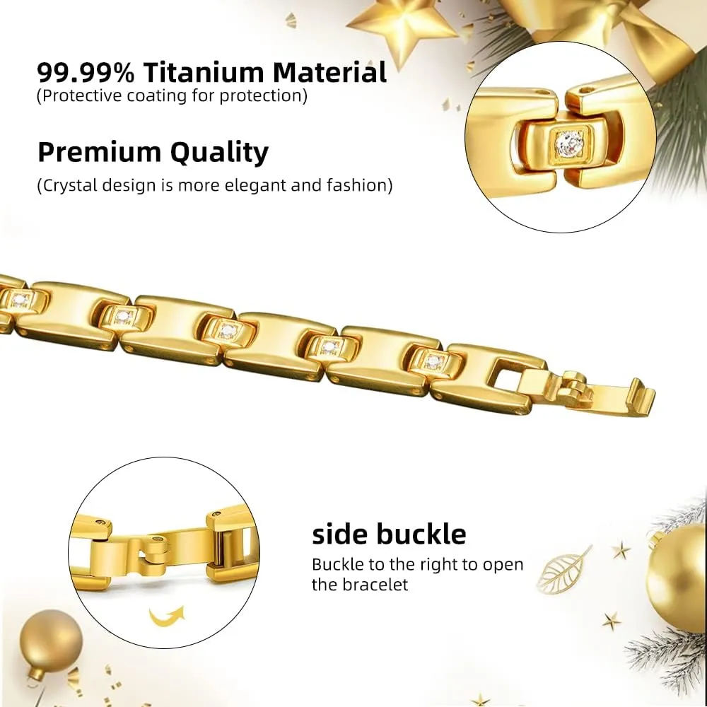 JEROOT Titanium Magnetic Bracelets for Women, 100% Pure Titanium, Skin Friendly, Ultralight & Adjustable Women's Bracelets for Jewelry Gift with Sizing Tool